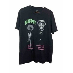 Lyfe Mens Large Bad Bunny TShirt Graphic Short Sleeve Black tee Shirt